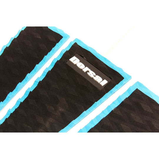 DORSAL Three 3 Piece EVA Surfboard Deck Traction Pads with Kicker Tail for Stomp Skimboards, Surf Boards, Fish Board, Funboard Black/Blue/Red - One Revolver Surfboards