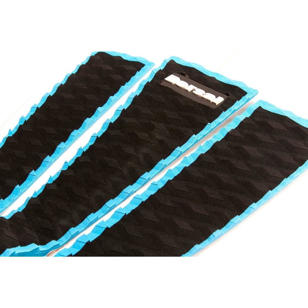 DORSAL Three 3 Piece EVA Surfboard Deck Traction Pads with Kicker Tail for Stomp Skimboards, Surf Boards, Fish Board, Funboard Black/Blue/Red - One Revolver Surfboards