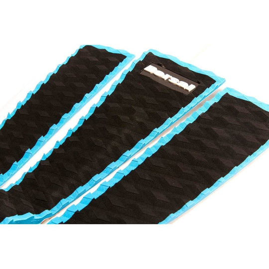 DORSAL Three 3 Piece EVA Surfboard Deck Traction Pads with Kicker Tail for Stomp Skimboards, Surf Boards, Fish Board, Funboard Black/Blue/Red - One Revolver Surfboards
