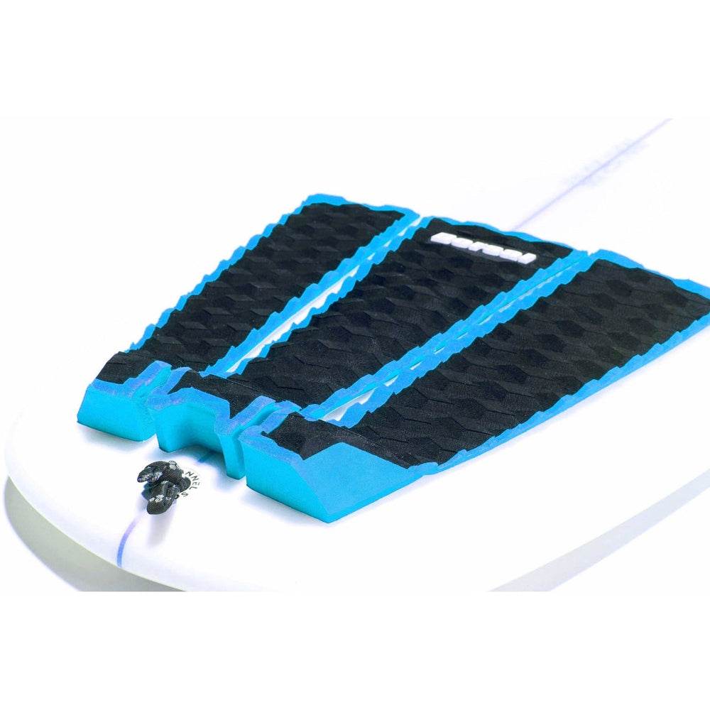 DORSAL Three 3 Piece EVA Surfboard Deck Traction Pads with Kicker Tail for Stomp Skimboards, Surf Boards, Fish Board, Funboard Black/Blue/Red - One Revolver Surfboards