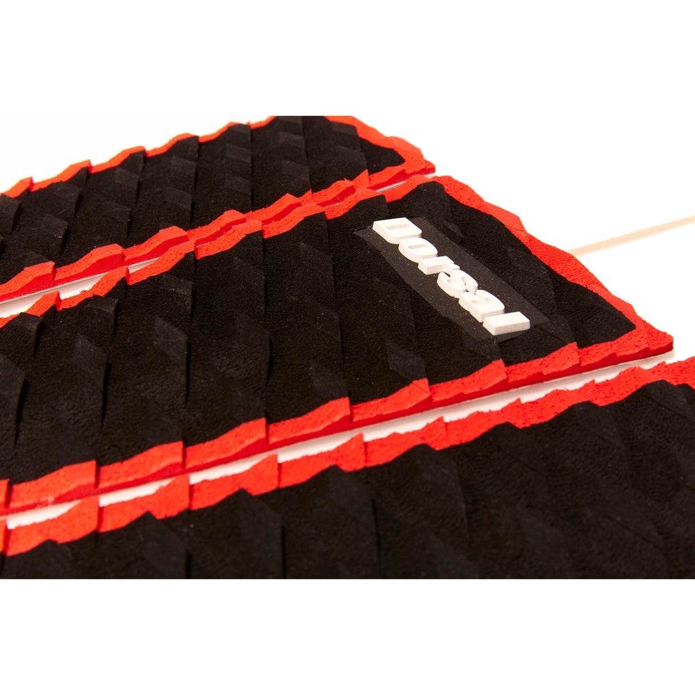 DORSAL Three 3 Piece EVA Surfboard Deck Traction Pads with Kicker Tail for Stomp Skimboards, Surf Boards, Fish Board, Funboard Black/Blue/Red - One Revolver Surfboards