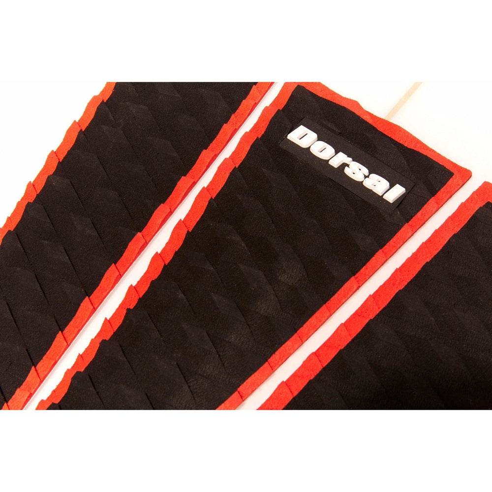DORSAL Three 3 Piece EVA Surfboard Deck Traction Pads with Kicker Tail for Stomp Skimboards, Surf Boards, Fish Board, Funboard Black/Blue/Red - One Revolver Surfboards