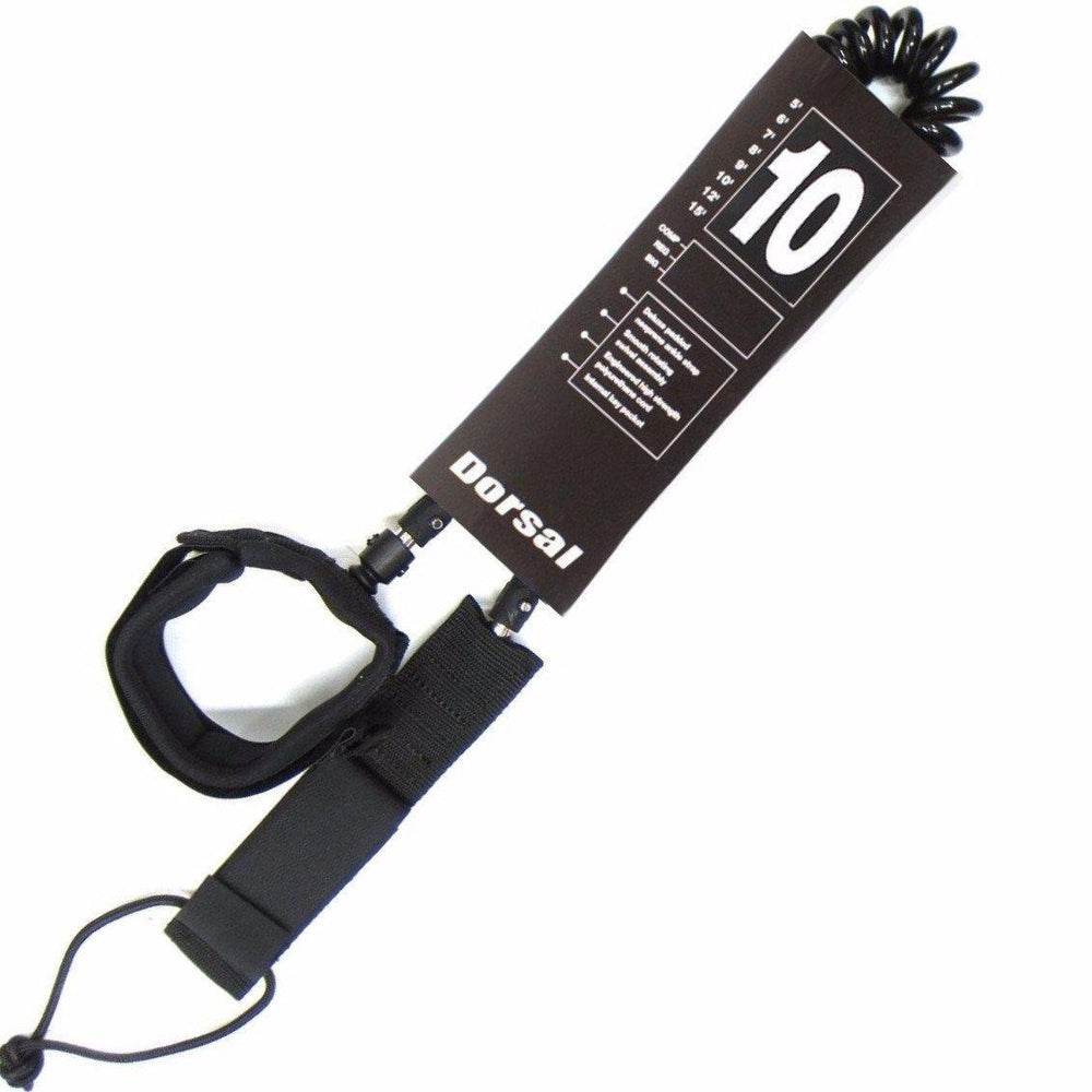 DORSAL Premium Stand Up Paddle board SUP Surf Leash 10' COILED - Double Stainless Steel Swivels and Triple Rail Saver - One Revolver Surfboards
