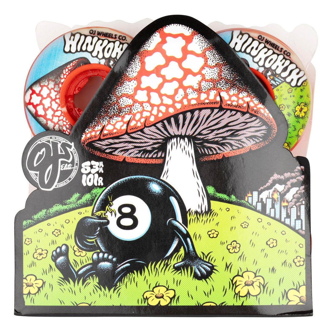 OJ WINKOWSKI MUSHROOM ELITE EZ EDGE RED / WHITE SWIRL 53mm 101a SKATEBOARD WHEELS - One Revolver Surfboards