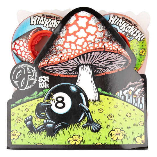 OJ WINKOWSKI MUSHROOM ELITE EZ EDGE RED / WHITE SWIRL 53mm 101a SKATEBOARD WHEELS - One Revolver Surfboards