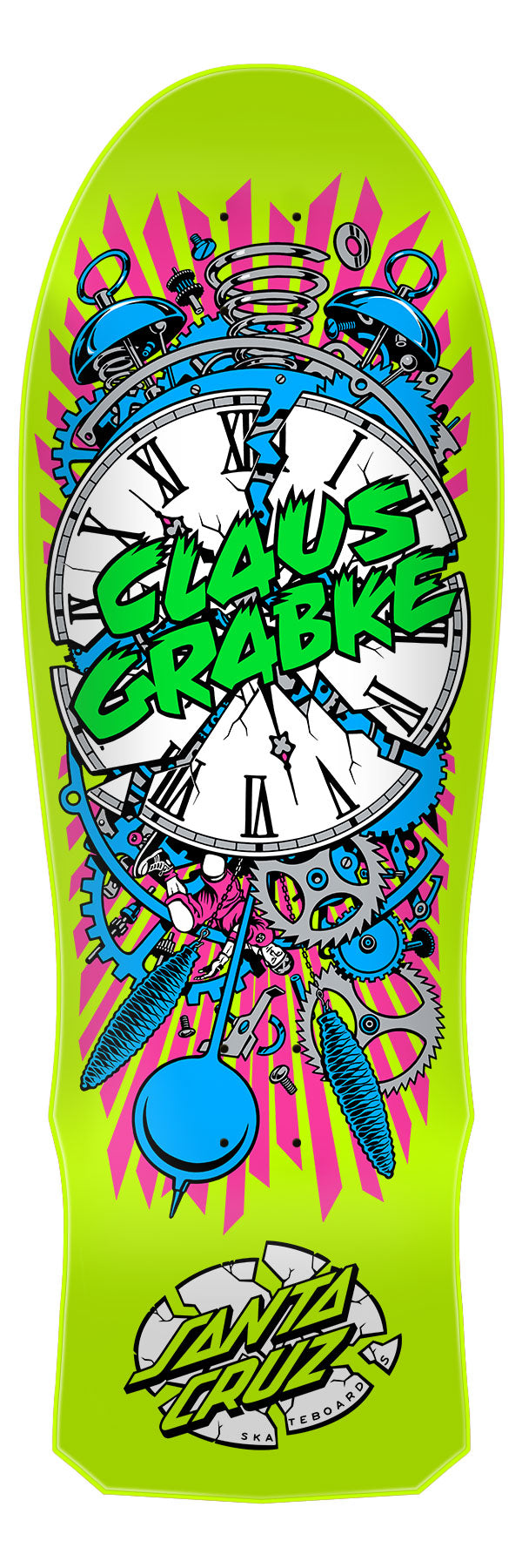 SANTA CRUZ CLAUS GRABKE EXPLODING CLOCK YELLOW 10.04" SKATEBOARD DECK - One Revolver Surfboards