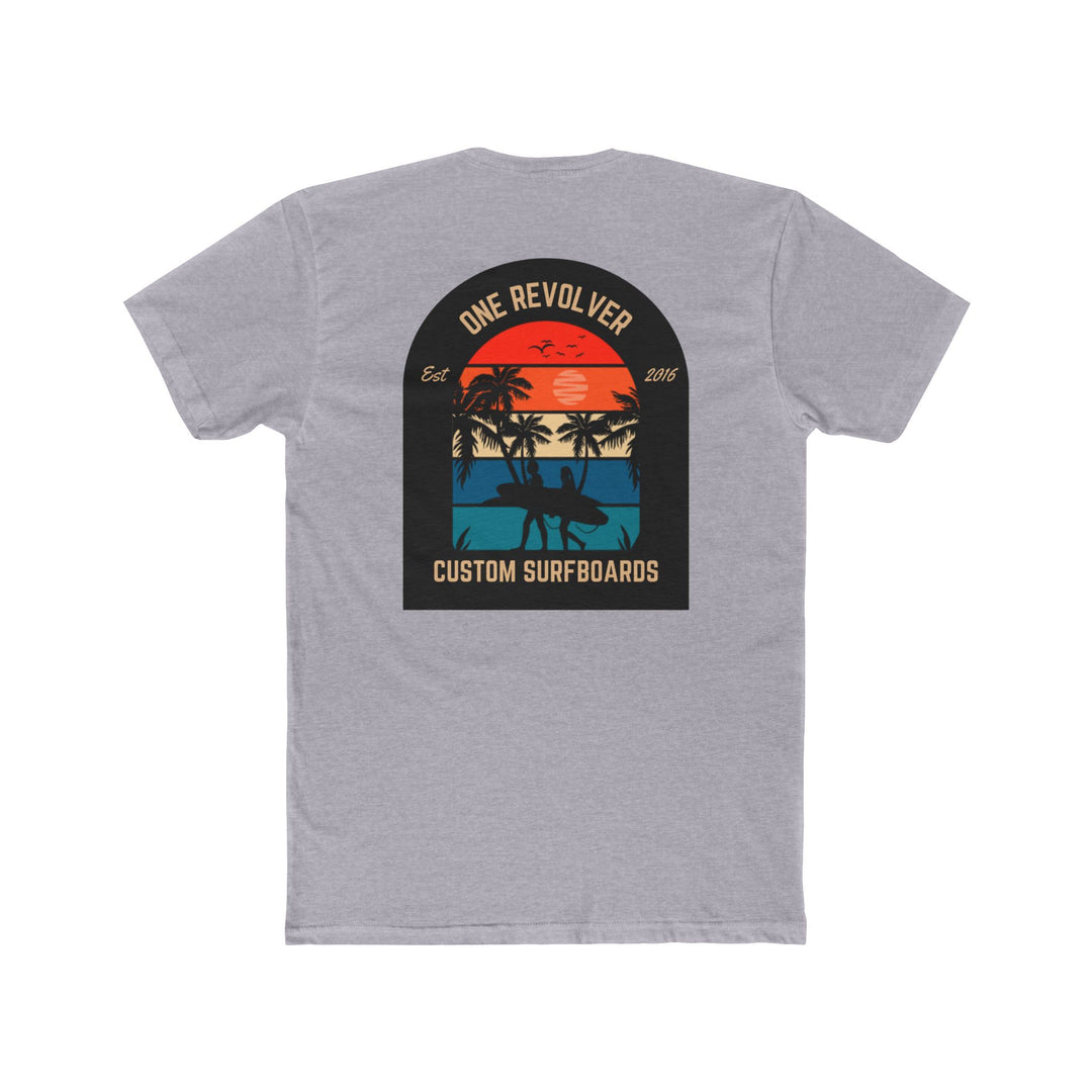 Sunset Palm Tee - Unisex Cotton Crew Tee, One Revolver Custom Surfboards T-Shirt