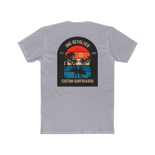 Sunset Palm Tee - Unisex Cotton Crew Tee, One Revolver Custom Surfboards T-Shirt