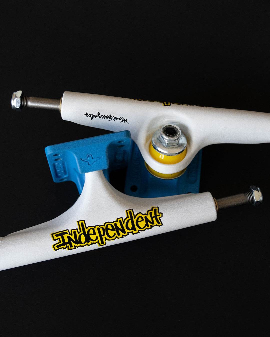 Independent Stage 4 Pro Gonzales Flat White Blue Standard Skateboard Trucks - One Revolver Surfboards