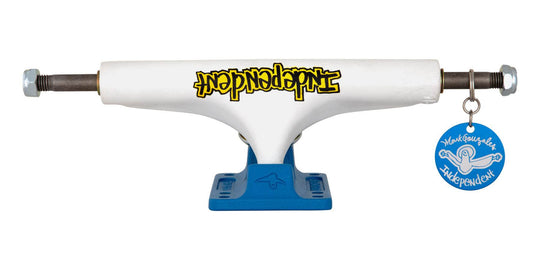 Independent Stage 4 Pro Gonzales Flat White Blue Standard Skateboard Trucks - One Revolver Surfboards