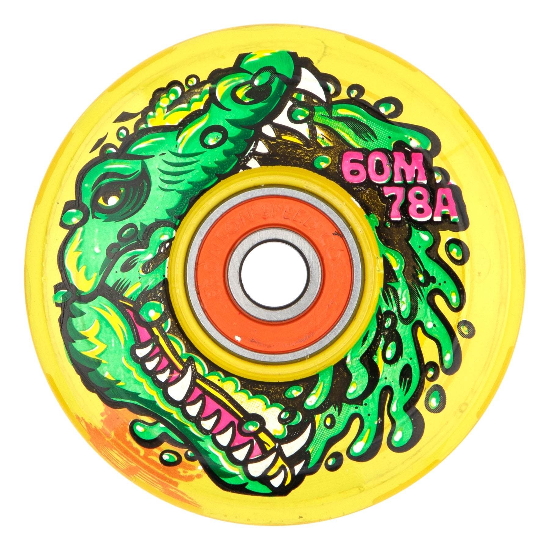 Slime Balls Gator Swamp Spew Light Ups OG Slime Yellow 60mm 78a Skateboard Wheels - One Revolver Surfboards