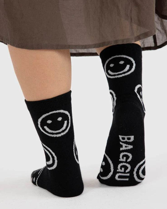 Baggu Crew Sock - Black Happy - One Revolver Surfboards
