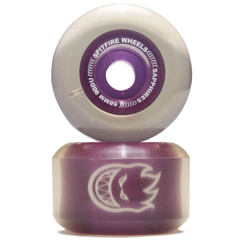 SPITFIRE SAPPHIRES CLEAR PURPLE 58MM 90A SKATEBOARD WHEELS - One Revolver Surfboards