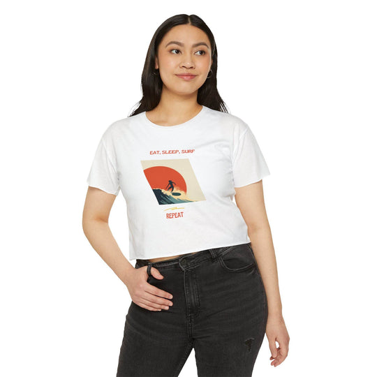 Surfer Girl Sunset Crop Top – Boho Beach Style - One Revolver Surfboards
