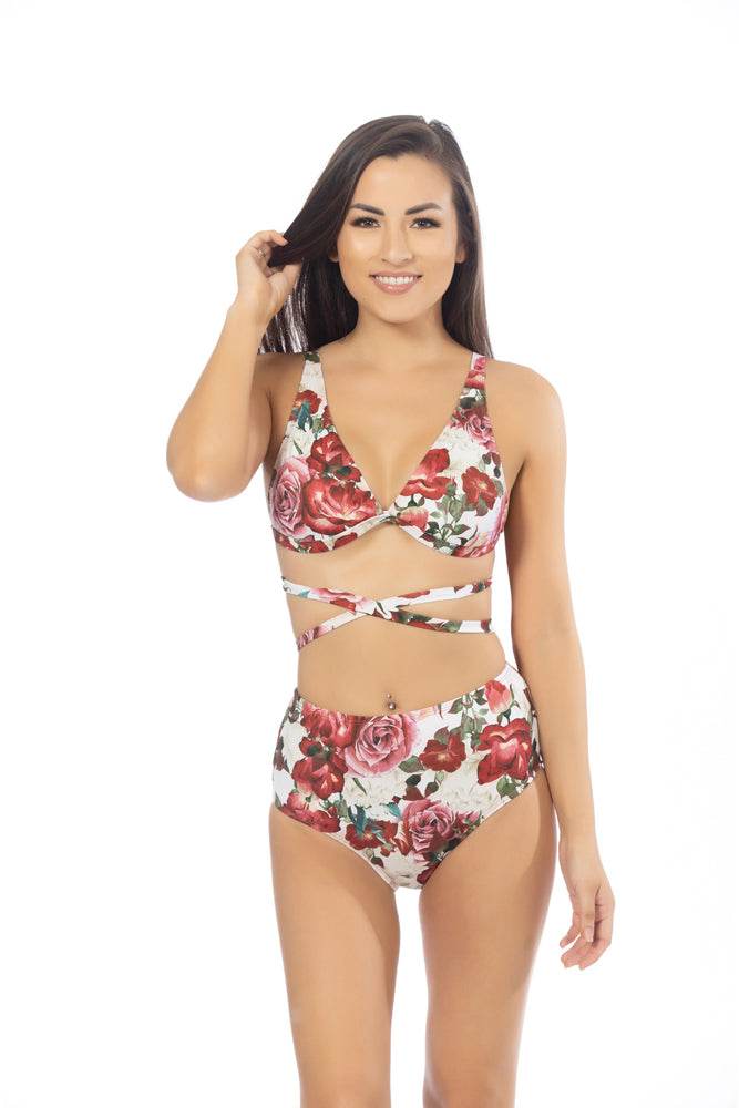 ROSE HALTER WRAP TOP BIKINI SET - One Revolver Surfboards