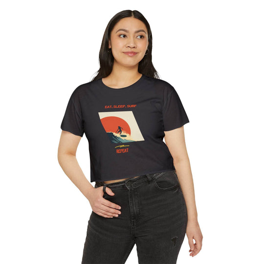 Surfer Girl Sunset Crop Top – Boho Beach Style - One Revolver Surfboards