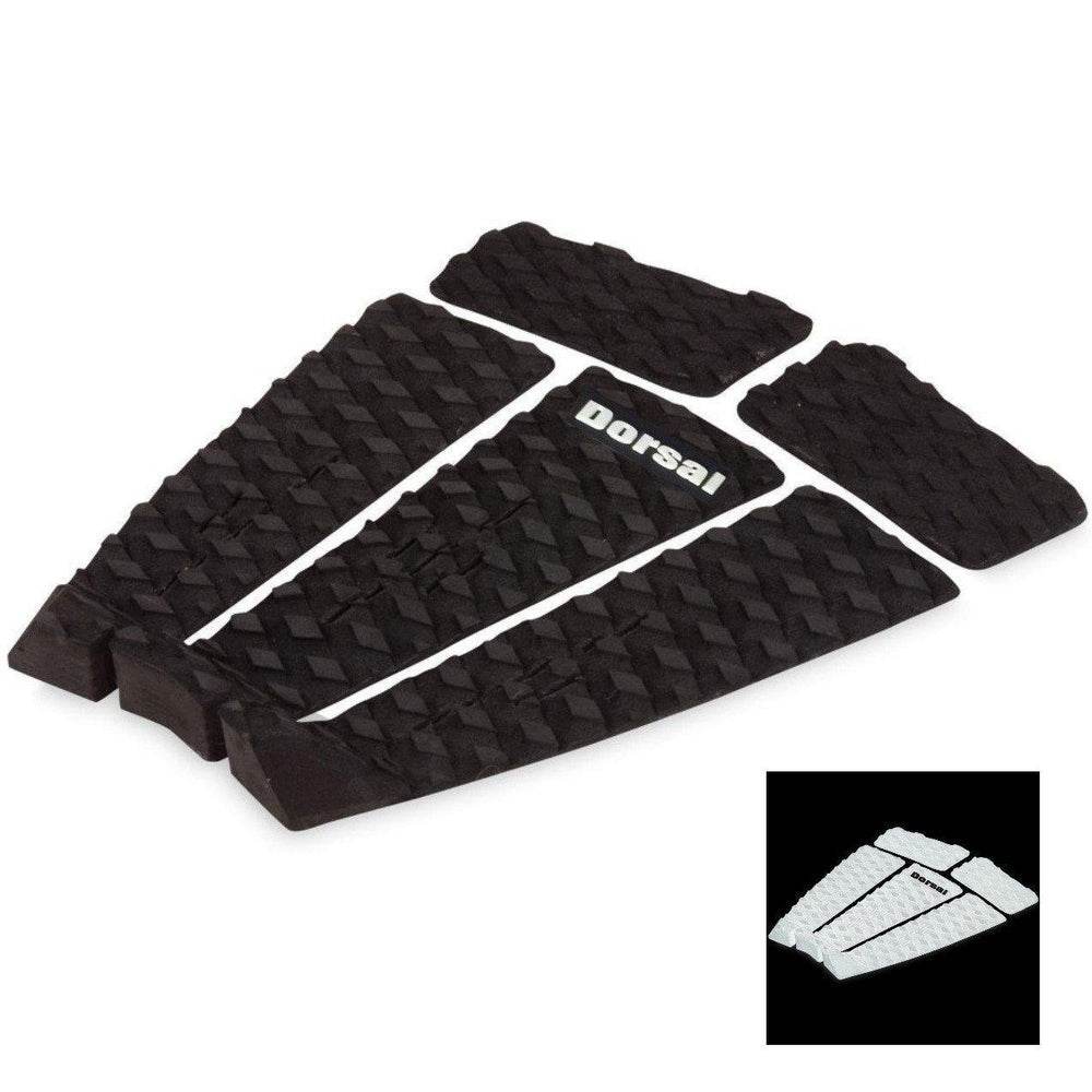DORSAL Five 5 Piece EVA Surfboard Deck Traction Pads with Kicker Tail for Stomp Skimboards, Surf Boards, Fish Board, Funboard Black/White - One Revolver Surfboards