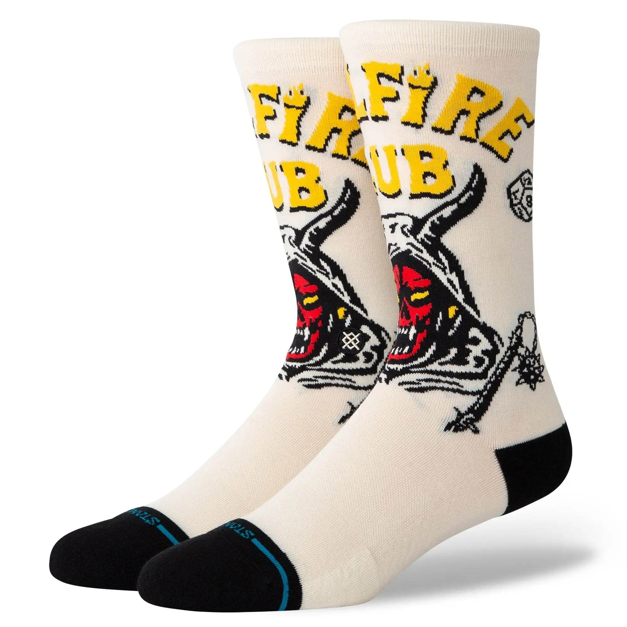 Stance X Stranger Things Hellfire Club CREW SOCKS - Vintage White - One Revolver Surfboards