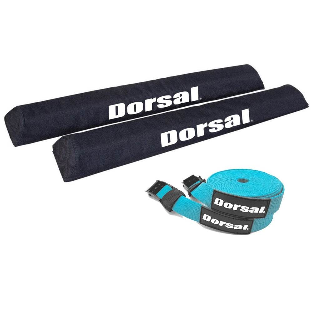 DORSAL Aero Roof Rack Pads with 15 ft Surf Straps - Pack of 4 for Car Surfboard Kayak SUP Long - One Revolver Surfboards