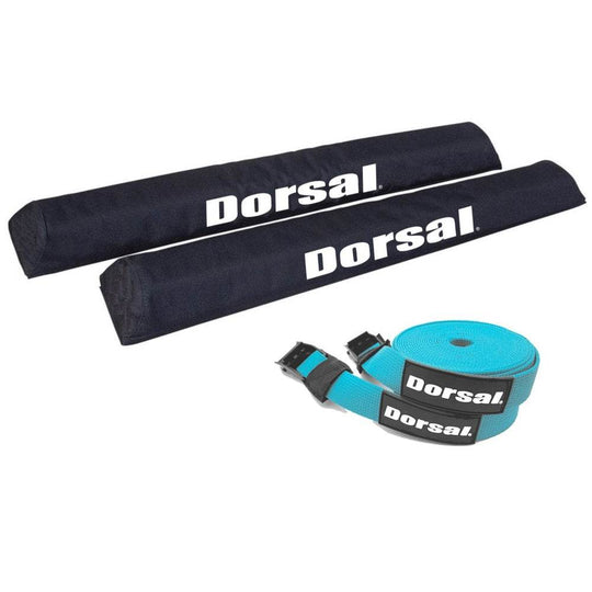 DORSAL Aero Roof Rack Pads with 15 ft Surf Straps - Pack of 4 for Car Surfboard Kayak SUP Long - One Revolver Surfboards