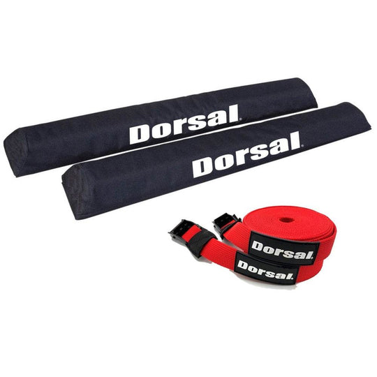 DORSAL Aero Roof Rack Pads with 15 ft Surf Straps - Pack of 4 for Car Surfboard Kayak SUP Long - One Revolver Surfboards