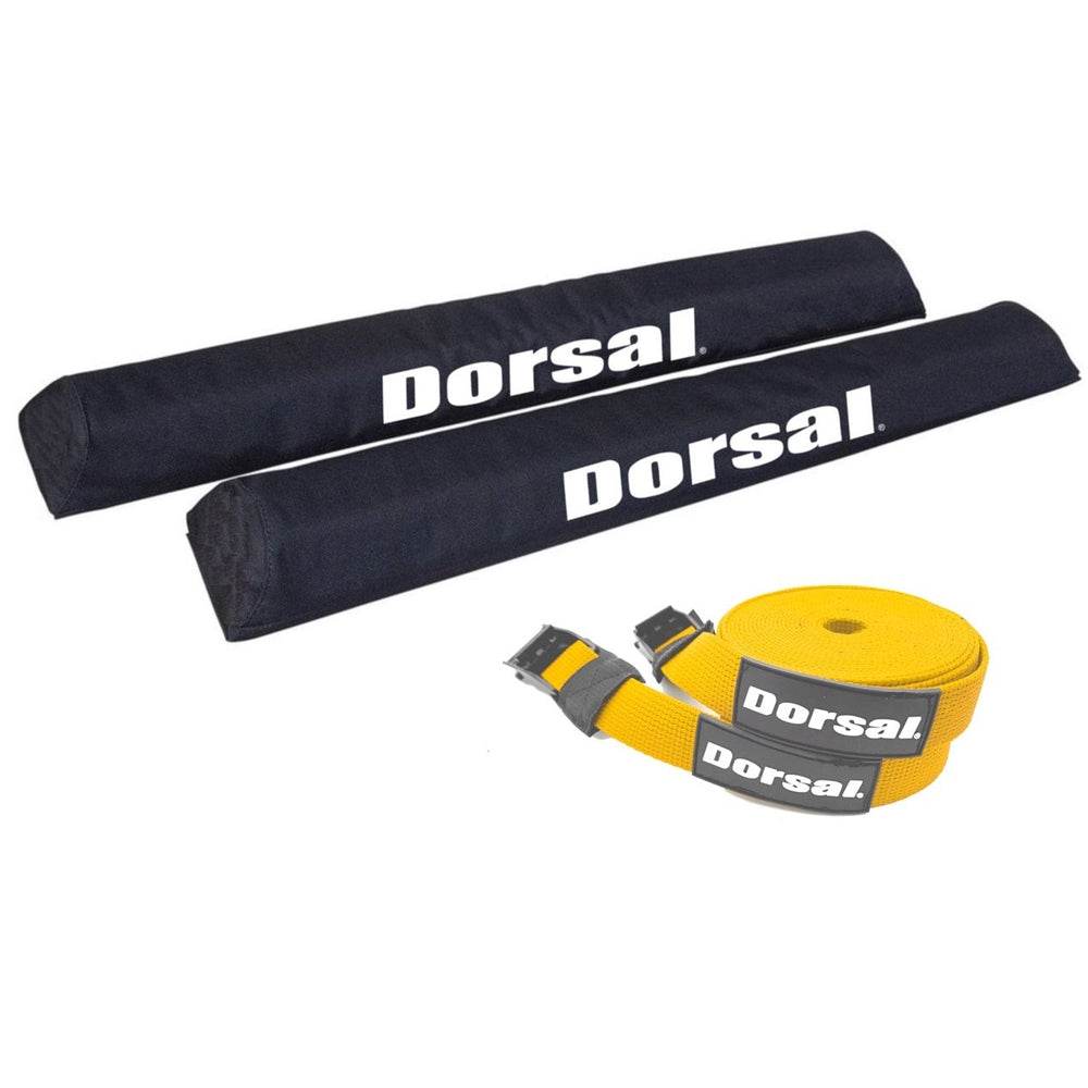 DORSAL Aero Roof Rack Pads with 15 ft Surf Straps - Pack of 4 for Car Surfboard Kayak SUP Long - One Revolver Surfboards
