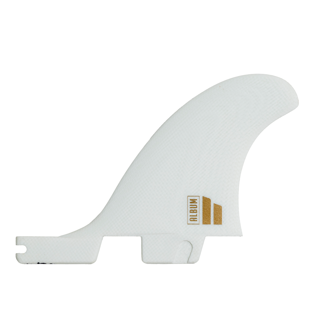 FCS II Album Twin + 1 Fin Set White/Gold stabiliser