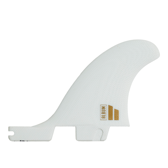 FCS II Album Twin + 1 Fin Set White/Gold stabiliser