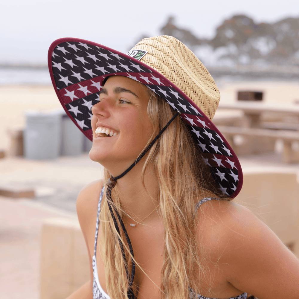 Straw Lifeguard Sun Hats for Adults - Patriotic - One Revolver Surfboards