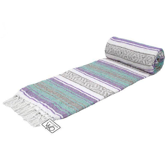 Seafoam Green & Pastel Purple Mexican Falsa Blanket - One Revolver Surfboards