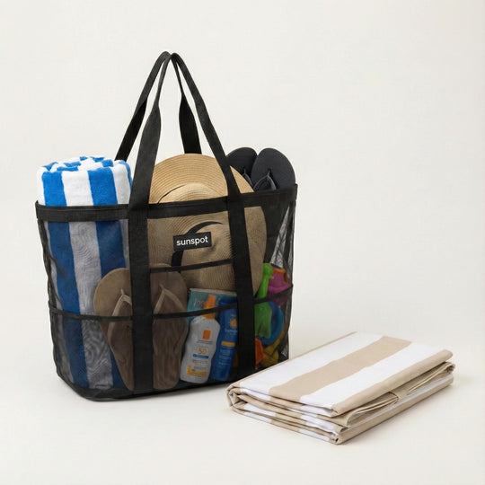 Mesh Beach Tote with Pull-out blanket