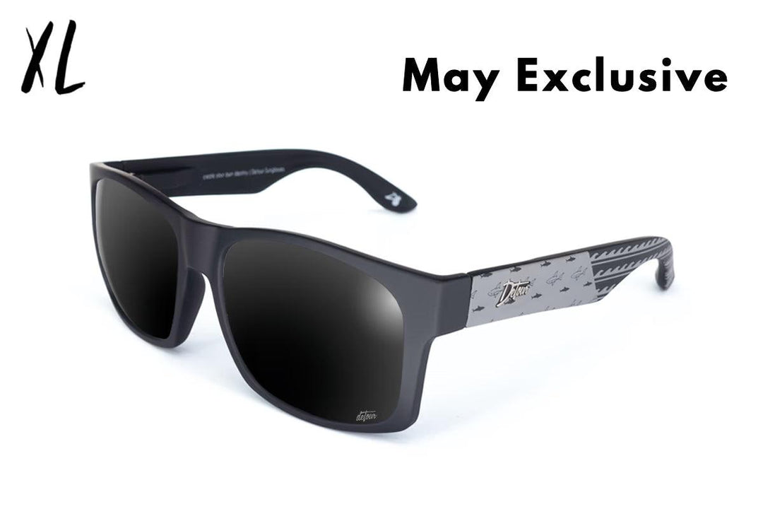 One Revolver Surfboards - Big Kahuna XL - Sharks & Stripes Blackout - Jet Black Polarized Big Kahuna