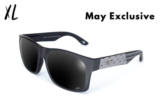 One Revolver Surfboards - Big Kahuna XL - Sharks &amp; Stripes Blackout - Jet Black Polarized Big Kahuna