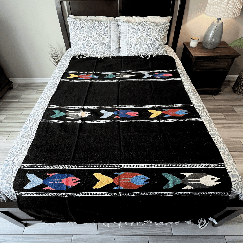 Black Baja Fish Yoga Blanket - One Revolver Surfboards