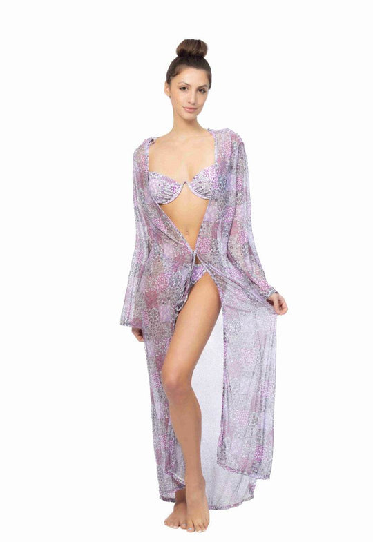 PATCHWORK PRINT MESH LONG COVER UP - One Revolver Surfboards