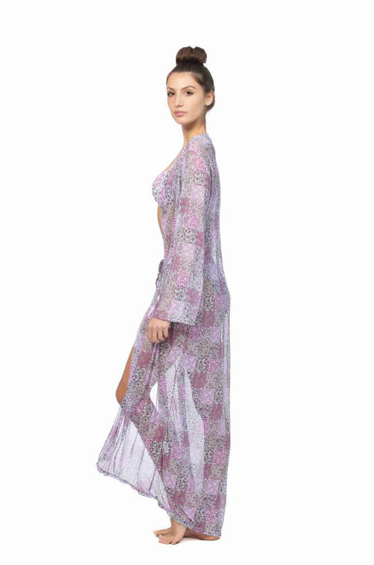 PATCHWORK PRINT MESH LONG COVER UP - One Revolver Surfboards