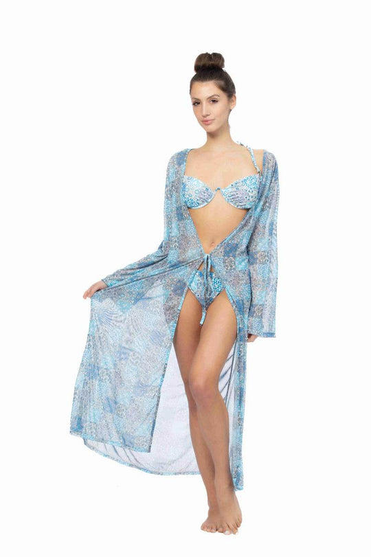 PATCHWORK PRINT MESH LONG COVER UP - One Revolver Surfboards