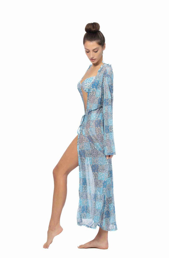 PATCHWORK PRINT MESH LONG COVER UP - One Revolver Surfboards