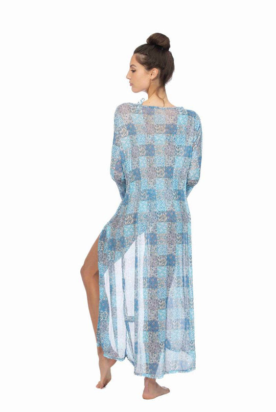 PATCHWORK PRINT MESH LONG COVER UP - One Revolver Surfboards