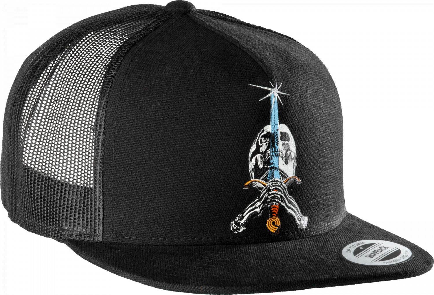 Powell Peralta Skull and Sword Black Trucker Hat - One Revolver Surfboards