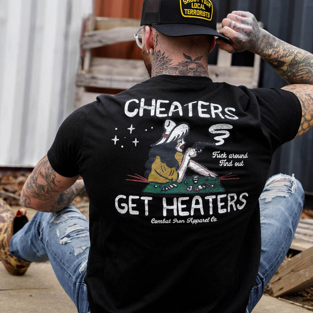 Cheaters Get Heaters Cowboy Edition Men's T-Shirt - One Revolver Surfboards