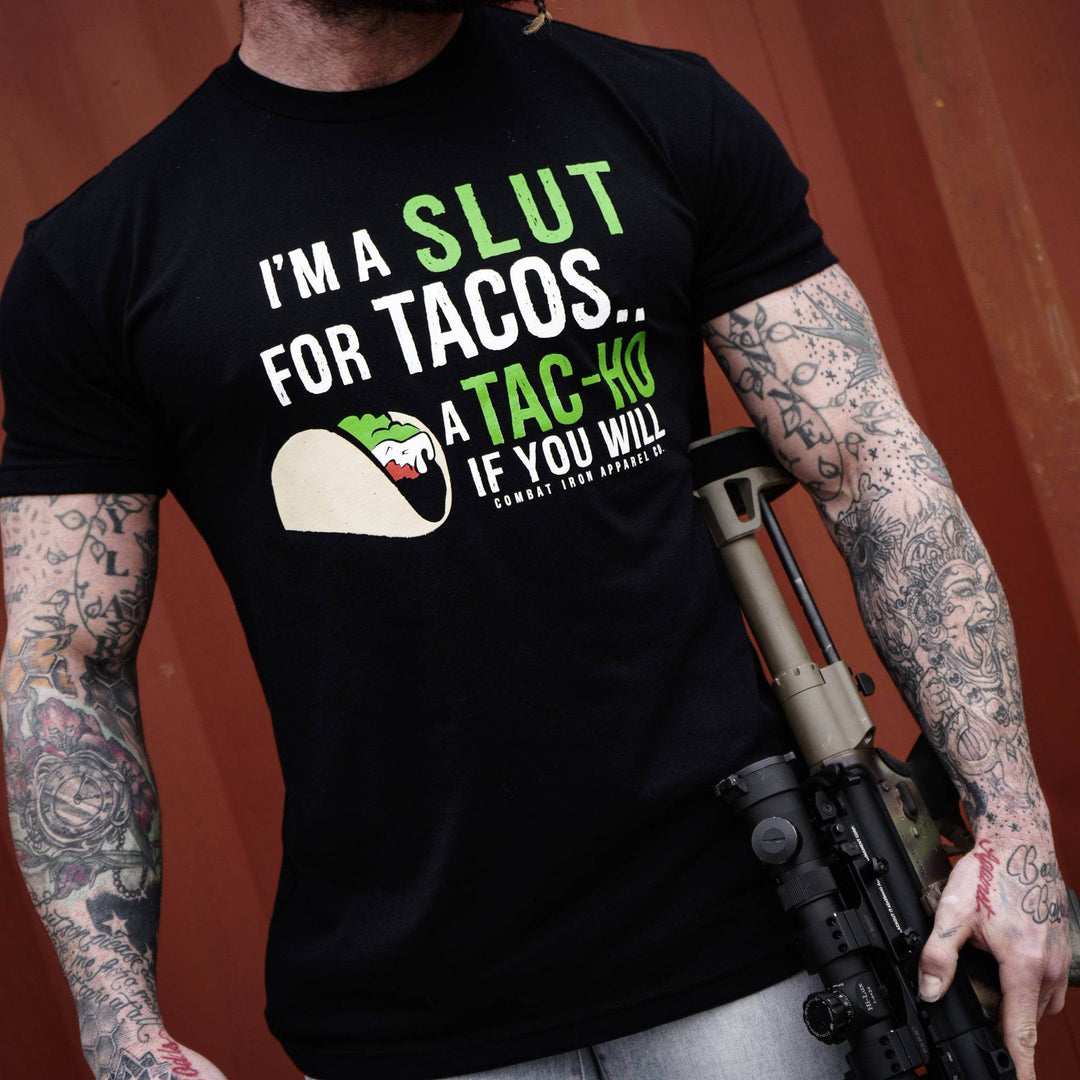 I’M A SLUT FOR TACOS. A TAC-HO IF YOU WILL Men's T-Shirt - One Revolver Surfboards