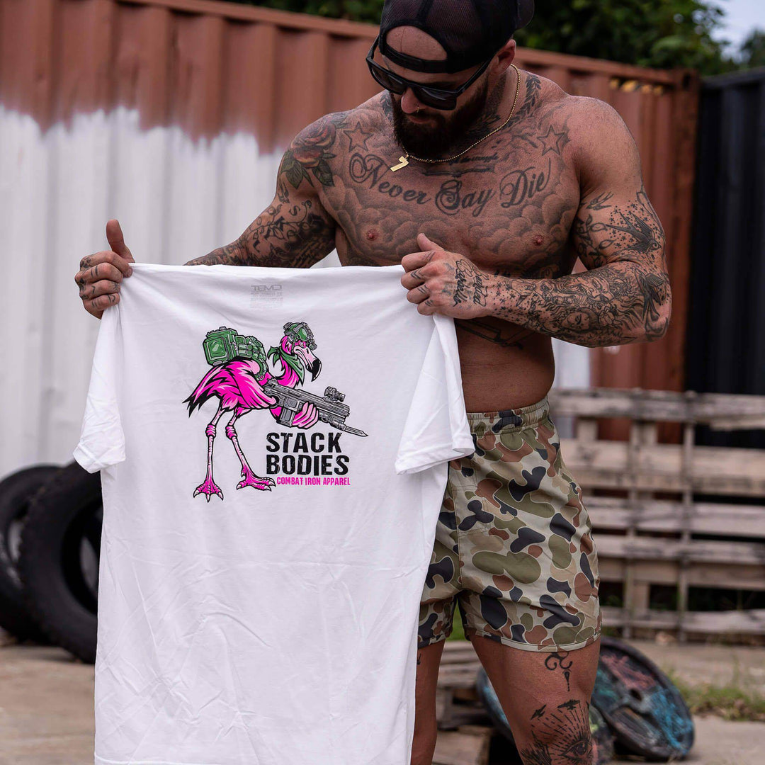Flamingo Operator Stack Bodies Men's T-Shirt - GRAPHIC T-SHIRT - One Revolver Surfboards