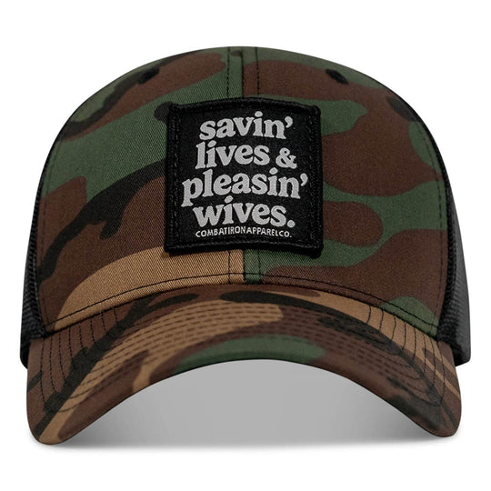 SAVIN' LIVES & PLEASIN' WIVES Patch SnapBack Hat - One Revolver Surfboards