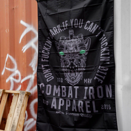 DON'T FUCKIN' BARK IF YOU CAN'T FUCKIN' BITE 3' x 5' Wall Flag - One Revolver Surfboards