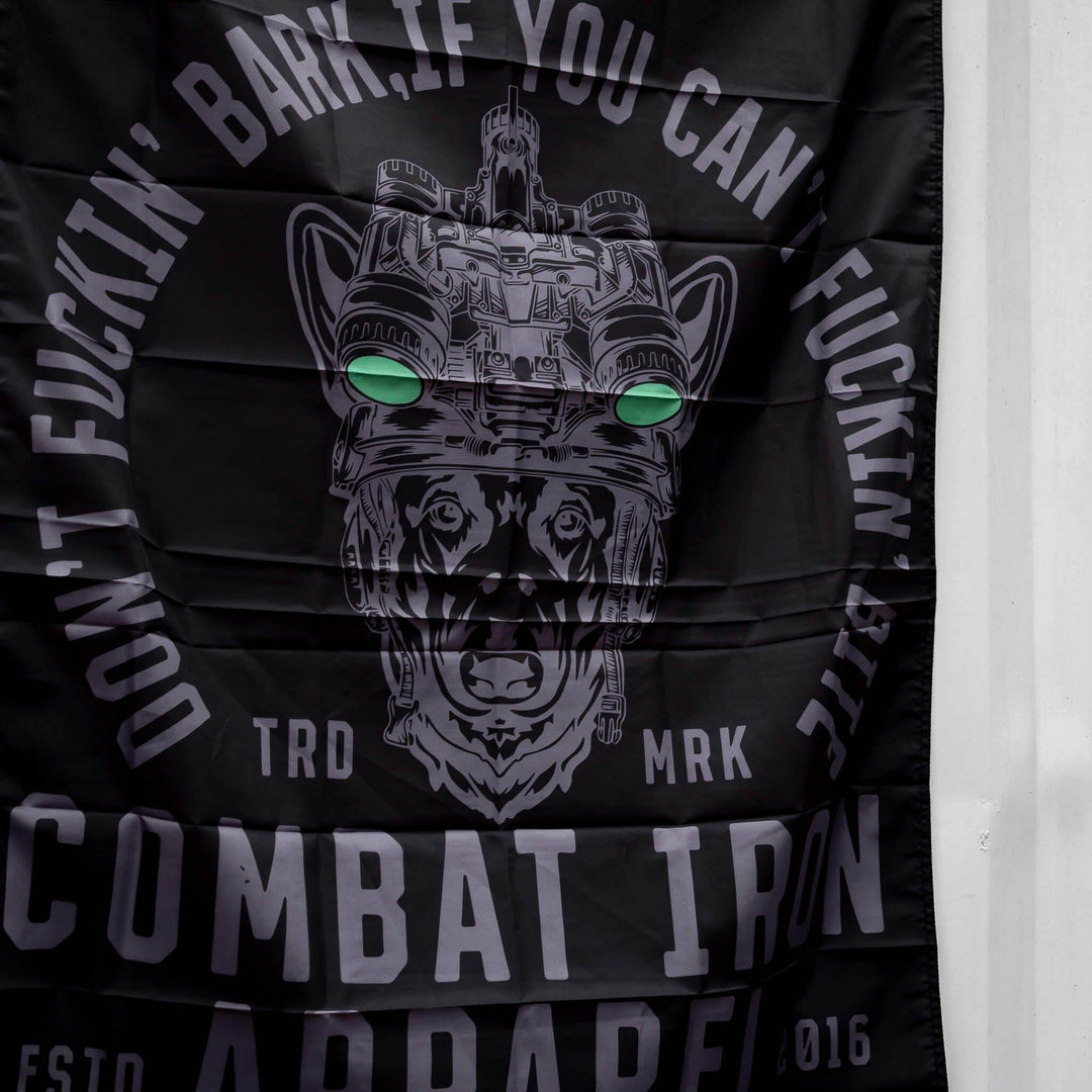 DON'T FUCKIN' BARK IF YOU CAN'T FUCKIN' BITE 3' x 5' Wall Flag - One Revolver Surfboards