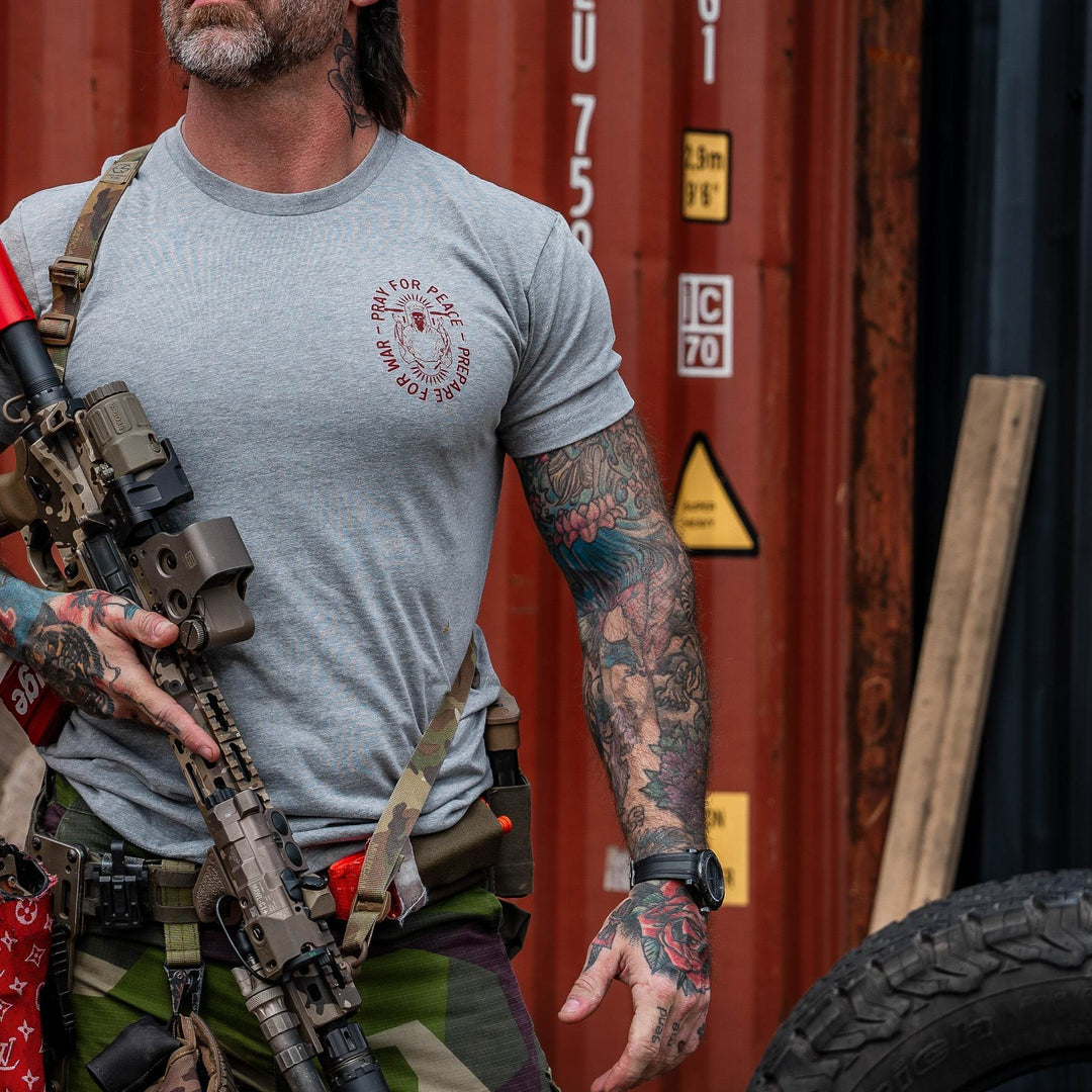 Pray For Peace. Prepare For War. Men's T-Shirt - One Revolver Surfboards