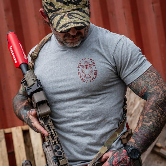 Pray For Peace. Prepare For War. Men's T-Shirt - One Revolver Surfboards