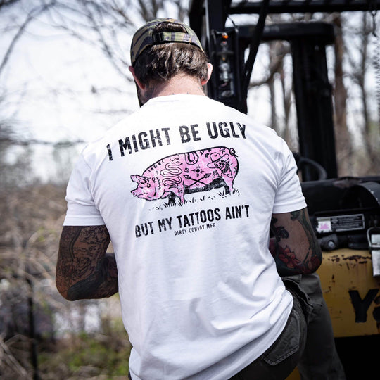 I Might Be Ugly but My Tattoos Ain't Pig Men's T-Shirt - One Revolver Surfboards
