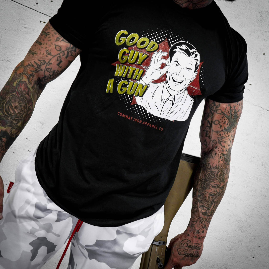 Good Guy With A Gun Comic Men's T-Shirt - One Revolver Surfboards